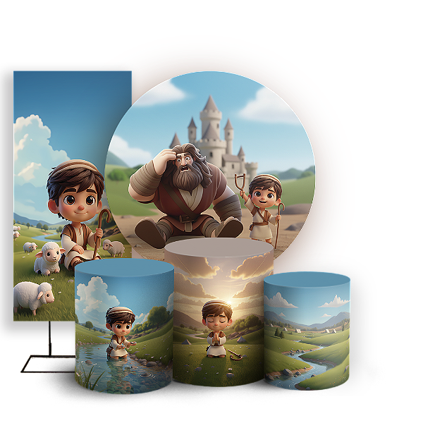 KIT Redondo Trio e Faixa Sublimado 3D - Davi E Golias