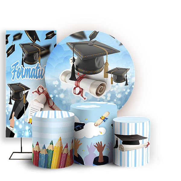 KIT Redondo Trio e Faixa Sublimado 3D - Formatura Abc