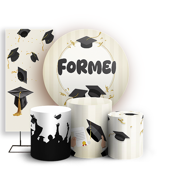 KIT Redondo Trio e Faixa Sublimado 3D - Formatura Abc