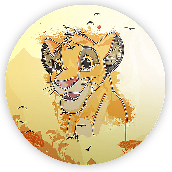 Painel Redondo Sublimado 3D - Rei Leão Aquarela