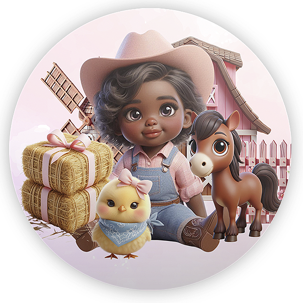 Painel Redondo Sublimado 3D - Fazendinha