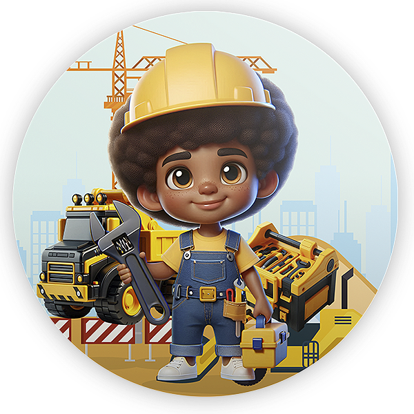 Painel Redondo Sublimado 3D - Construção