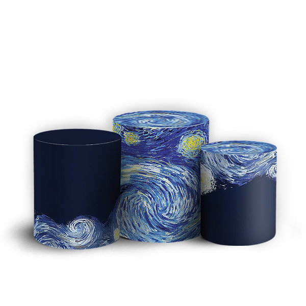 Trio Cilindro Sublimado 3D - Noite Estrelada Van Gogh