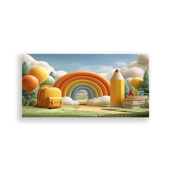 Painel Retangular Sublimado 3D - Fundo Fotografico Escola ABC