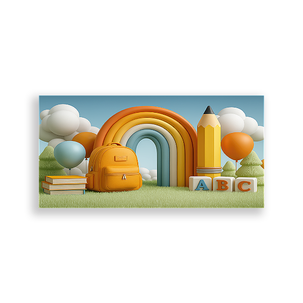 Painel Retangular Sublimado 3D - Fundo Fotografico Escola ABC
