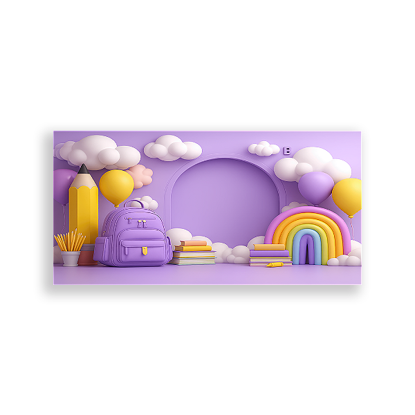 Painel Retangular Sublimado 3D - Fundo Fotografico Escola ABC