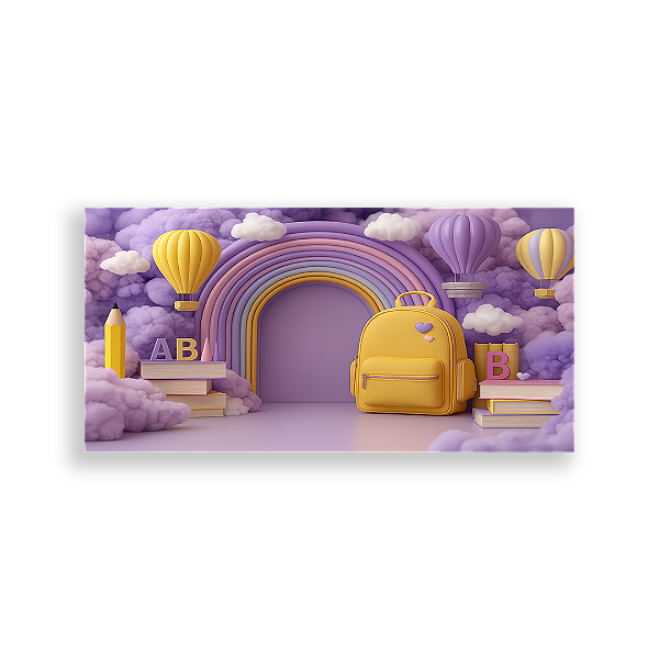 Painel Retangular Sublimado 3D - Fundo Fotografico Escola ABC
