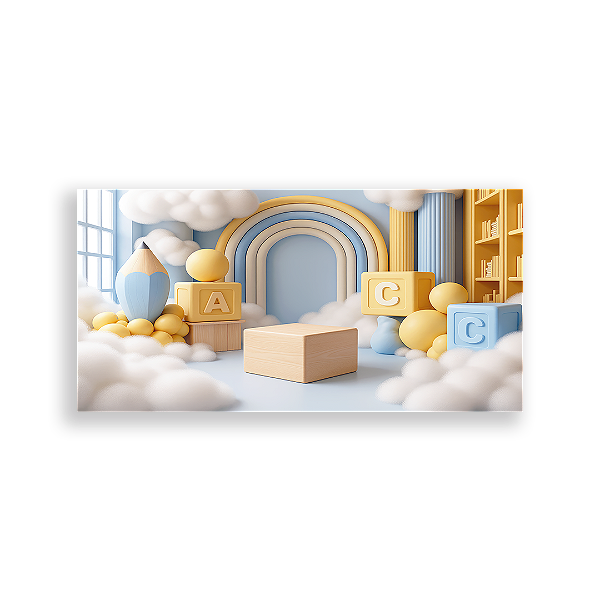 Painel Retangular Sublimado 3D - Fundo Fotografico Escola ABC