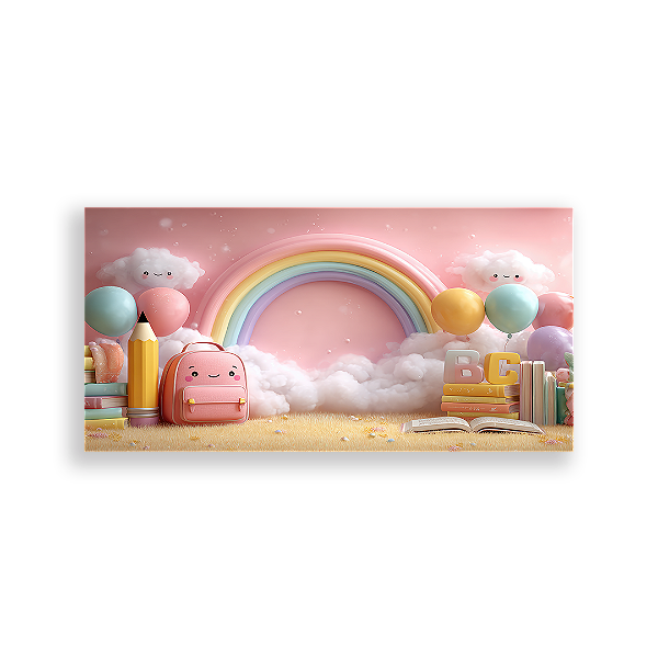 Painel Retangular Sublimado 3D - Fundo Fotografico Escola ABC