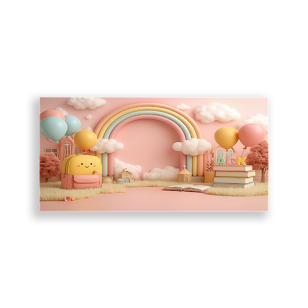 Painel Retangular Sublimado 3D - Fundo Fotografico Escola ABC