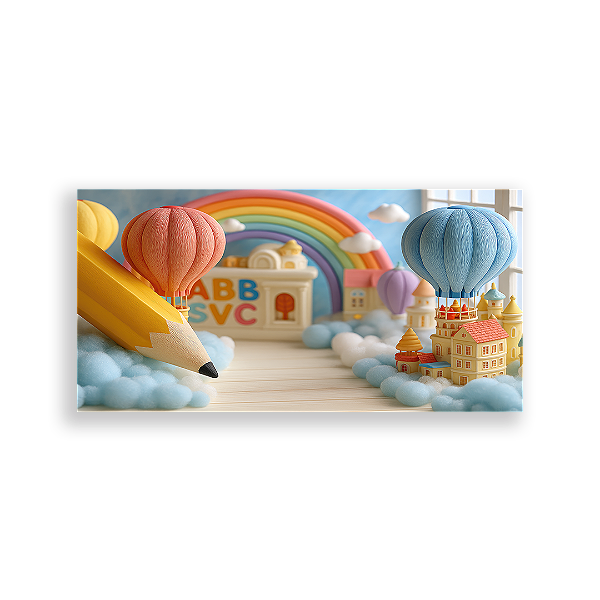 Painel Retangular Sublimado 3D - Fundo Fotografico Escola ABC