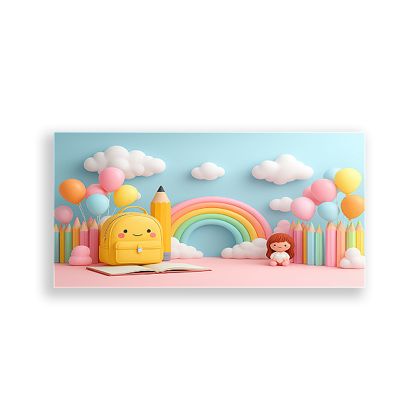 Painel Retangular Sublimado 3D - Fundo Fotografico Escola ABC