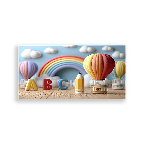 Painel Retangular Sublimado 3D - Fundo Fotografico Escola ABC