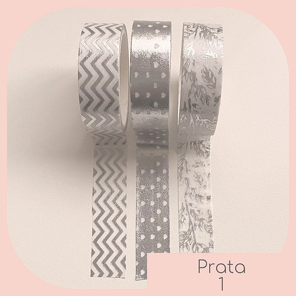 KIT WASHI TAPE LUXO PRATA