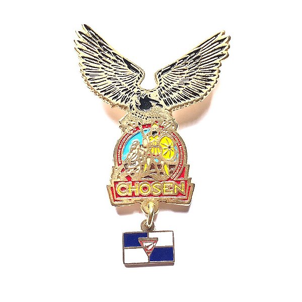 Pin, Águia com logo Chosen e pingente da bandeira dos desbravadores