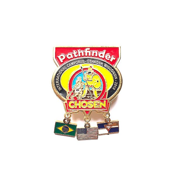 Pin Chosen, três bandeirinhas com fundo nas cores das classes