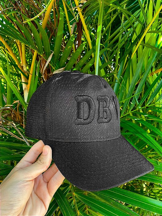 Boné preto DBV, bordado