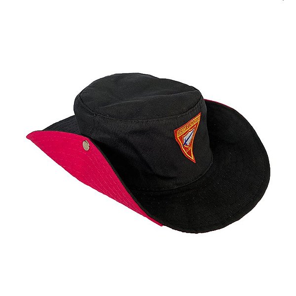 CHAPÉU AUSTRALIANO, PRETO COM ROSA E LOGO D1