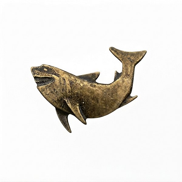 ARGANEL/PRENDEDOR DE LENÇO TUBARÃO Ouro Velho