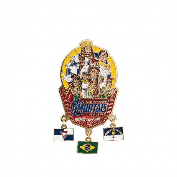 ARGANEL/PRENDEDOR DE LENÇO com 3 bandeirinhas, campori IMORTAIS