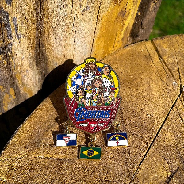 Arganéu/Prendedor com 3 bandeirinhas, campori IMORTAIS