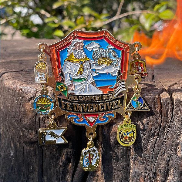 PIN UCB 2023 "FÉ INVENCÍVEL", BANHO OURO, COM PINGENTES DE TODOS OS OUTROS EVENTOS DA UNIÃO