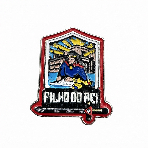 ARGANEL/PRENDEDOR DE LENÇO CAMPORI "FILHO DO REI" - USB, COM RELEVO E BRILHA NO ESCURO, BANHO PRETO