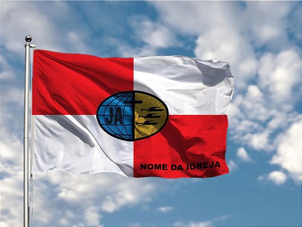 BANDEIRA J.A, BORDADA, COM NOME DA IGREJA