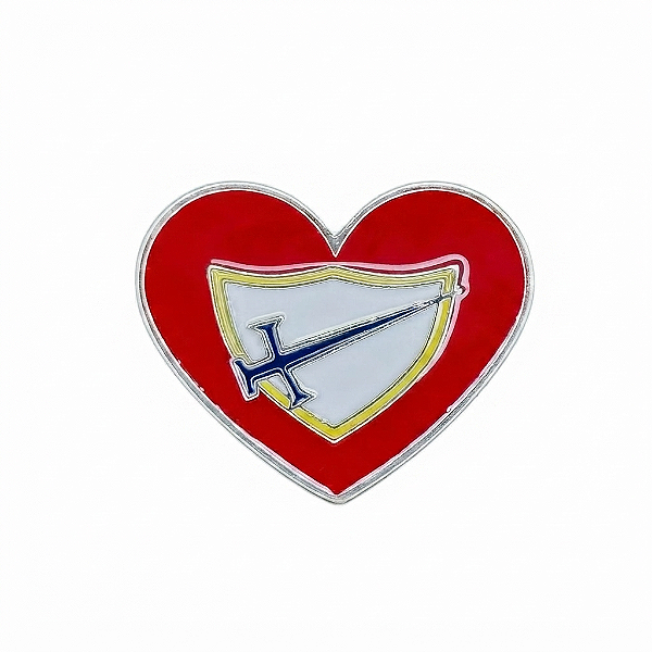ARGANEL/PRENDEDOR DE LENÇO CORAÇÃO COM LOGO DE DESBRAVADOR
