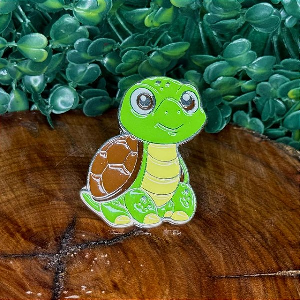 ARGANÉU/PRENDEDOR DE LENÇO TARTARUGA COLORIDA VERDE FOFA