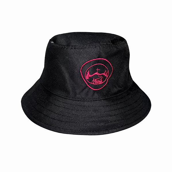 CHAPÉU BUCKET PRETO COM LOGO BORDO AVENTUREIRO
