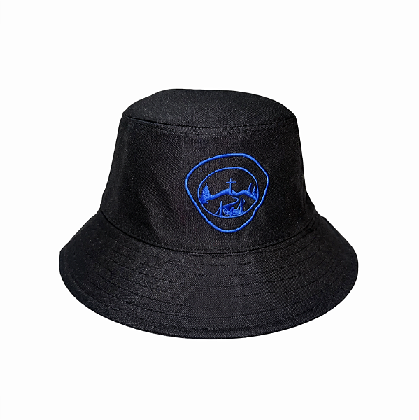 CHAPÉU BUCKET PRETO COM LOGO AZUL AVENTUREIRO
