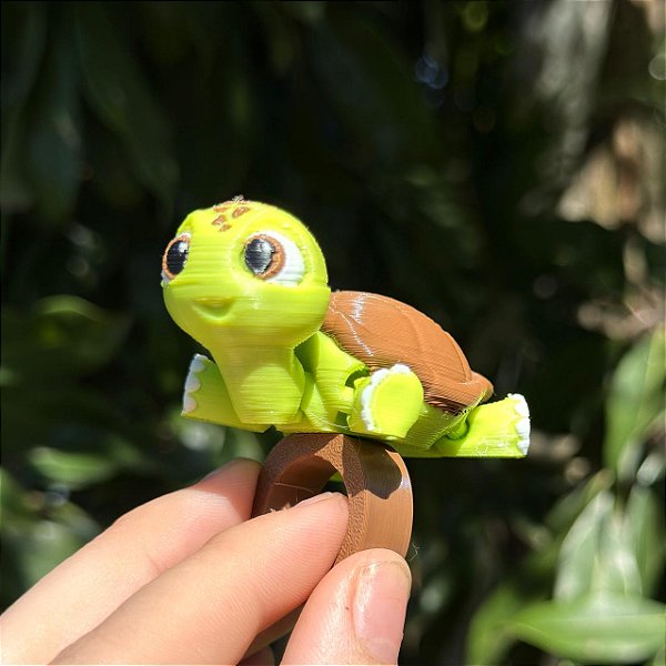 ARGANEL/PRENDEDOR DE LENÇO 3D ARTICULADO, TARTARUGA.