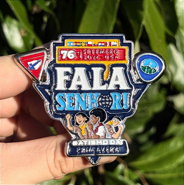 PIN OU ARGANEL/PRENDEDOR DE LENÇO BATISMO DA PRIMAVERA 2026, FALA SENHOR, MDA DESBRAVADOR E AVENTUREIRO