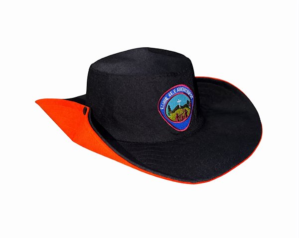 CHAPÉU AUSTRALIANO, PRETO COM LARANJA, AVENTUREIRO ADULTO