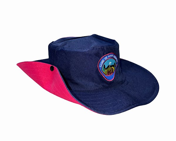 CHAPÉU AUSTRALIANO, AZUL MARINHO COM ROSA, AVENTUREIRO ADULTO