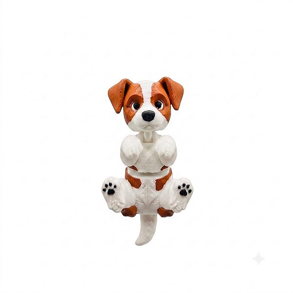 ARGANEL/PRENDEDOR DE LENÇO, 3D ARTICULADO, CACHORRO BRANCO C\ MARROM
