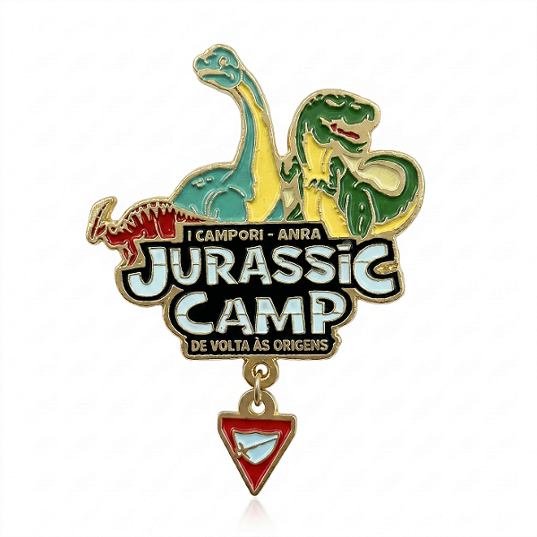 ARGANEL/PRENDEDOR DE LENÇO, JURASSIC CAMP COM ´PINGENTE DESBRAVADOR
