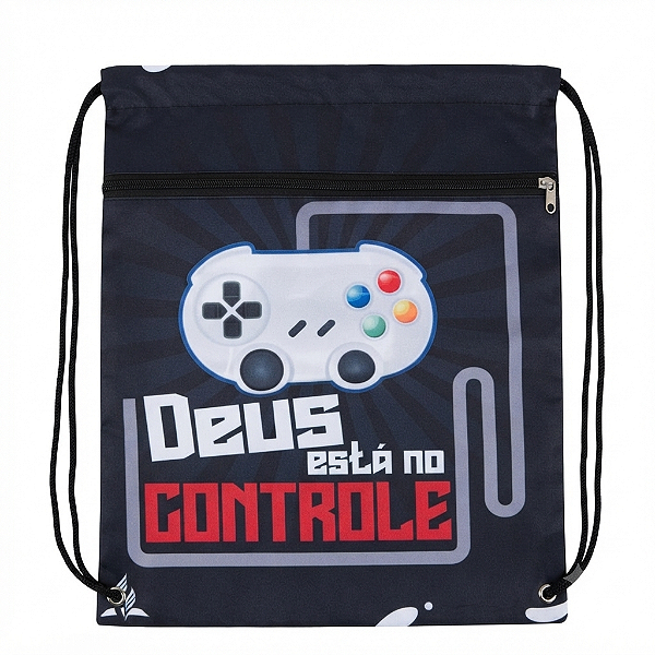SACOCHILA customizada, DEUS ESTÁ NO CONTROLE