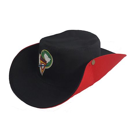 CHAPÉU AUSTRALIANO, PRETO COM VERMELHO E LOGO D4