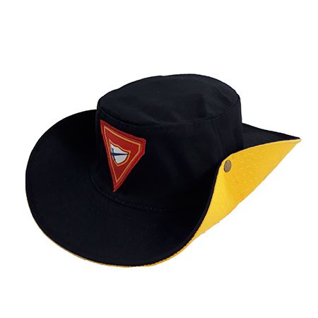 CHAPÉU AUSTRALIANO, AZUL ESCURO COM AMARELO E LOGO D1