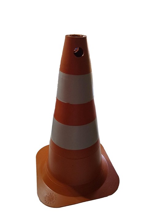 Cone de sinalização 50cm branco com Laranja Vonder.
