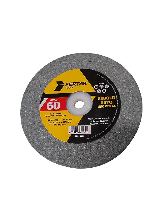 Rebolo reto G60 6"x 1"x 1.1/4" Fertak.