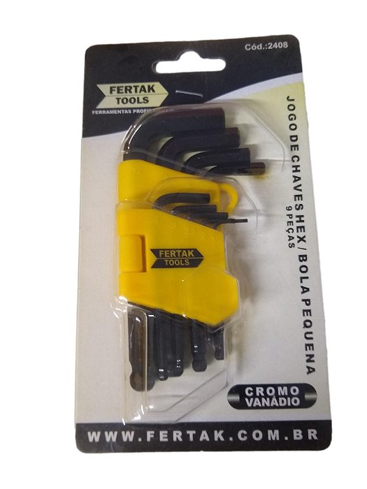 Jogo de chaves hexagonal/bola 9 peças Fertak.