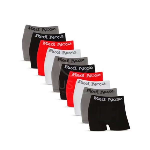Kit com 4 Cuecas Boxer Poliéster Elastano Red Nose