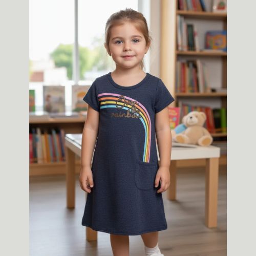 Vestido Moletinho Infantil Arco- Íris Kely Kety
