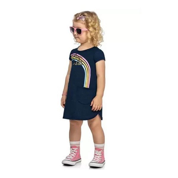 Vestido Moletinho Infantil Arco- Íris Kely  Kety