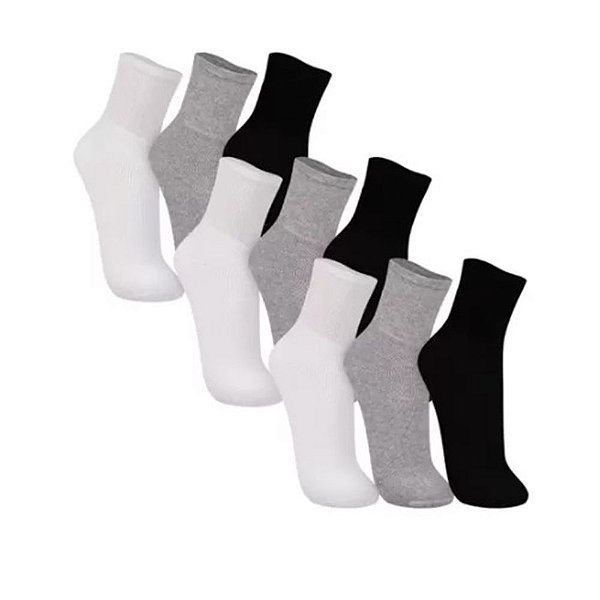 Kit 03 Pares de Meias Cano Médio Unissex  Trifil