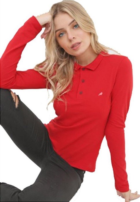 Camisa Polo Manga Longa Feminina  Malwee Enfim