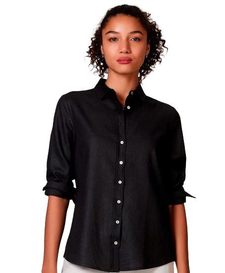 Camisa Básica Manga Longa em Linho Feminina - Hering